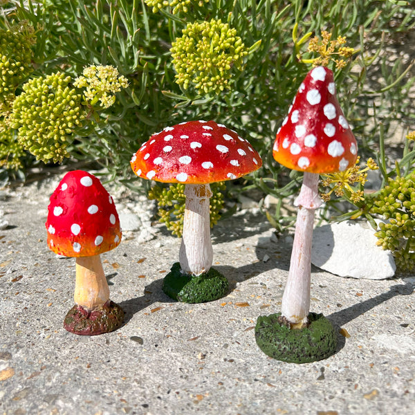 Set of 3 Garden Mushroom Ornaments