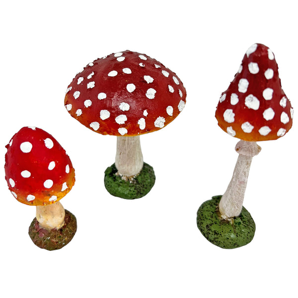 Set of 3 Garden Mushroom Ornaments