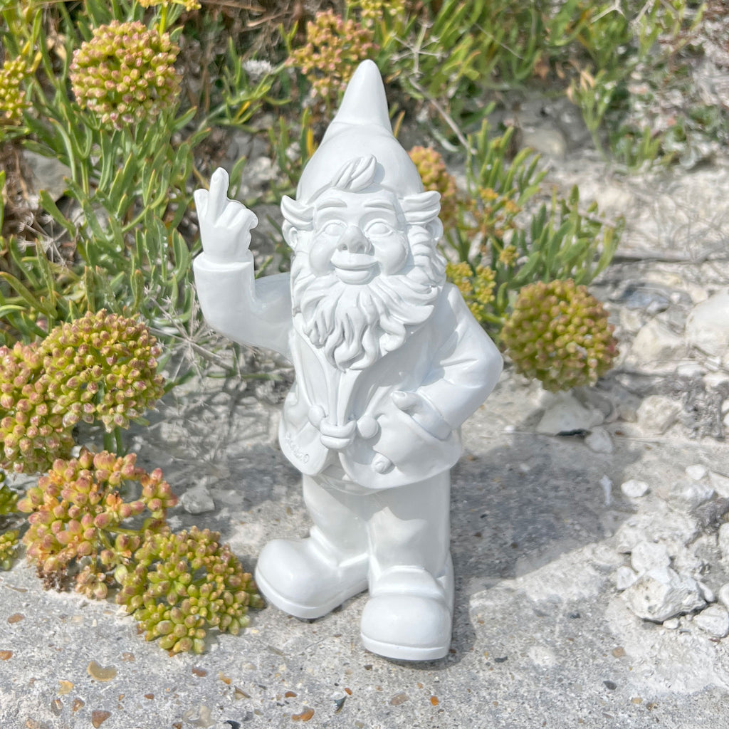 White Middle Finger F**k You Garden Gnome 20cm