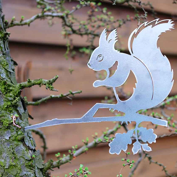 Squirrel Silhouette Fence / Tree Garden Stake Ornament