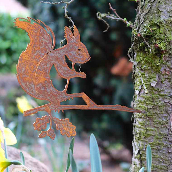 Squirrel Silhouette Fence / Tree Garden Stake Ornament