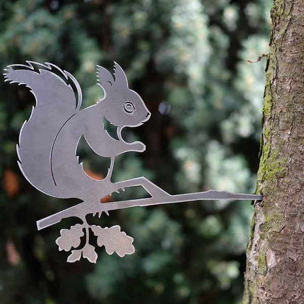 Squirrel Silhouette Fence / Tree Garden Stake Ornament