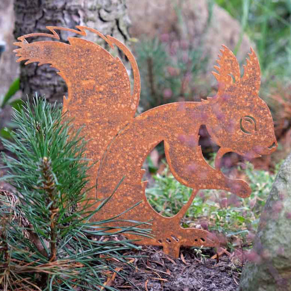 Steel Squirrel Silhouette Garden Stake Ornament