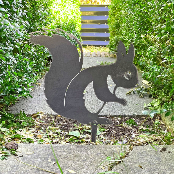 Steel Squirrel Silhouette Garden Stake Ornament