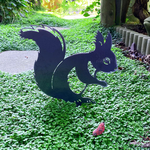 Steel Squirrel Silhouette Garden Stake Ornament