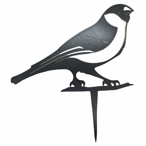 Steel Bullfinch Bird Silhouette Garden Stake Ornament