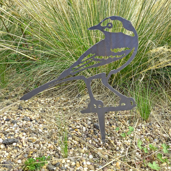 Steel Wagtail Bird Silhouette Garden Stake Ornament