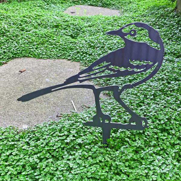 Steel Wagtail Bird Garden Stake Ornament