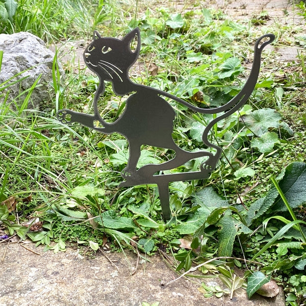 Steel Cat Silhouette Garden Stake Ornament 30cm