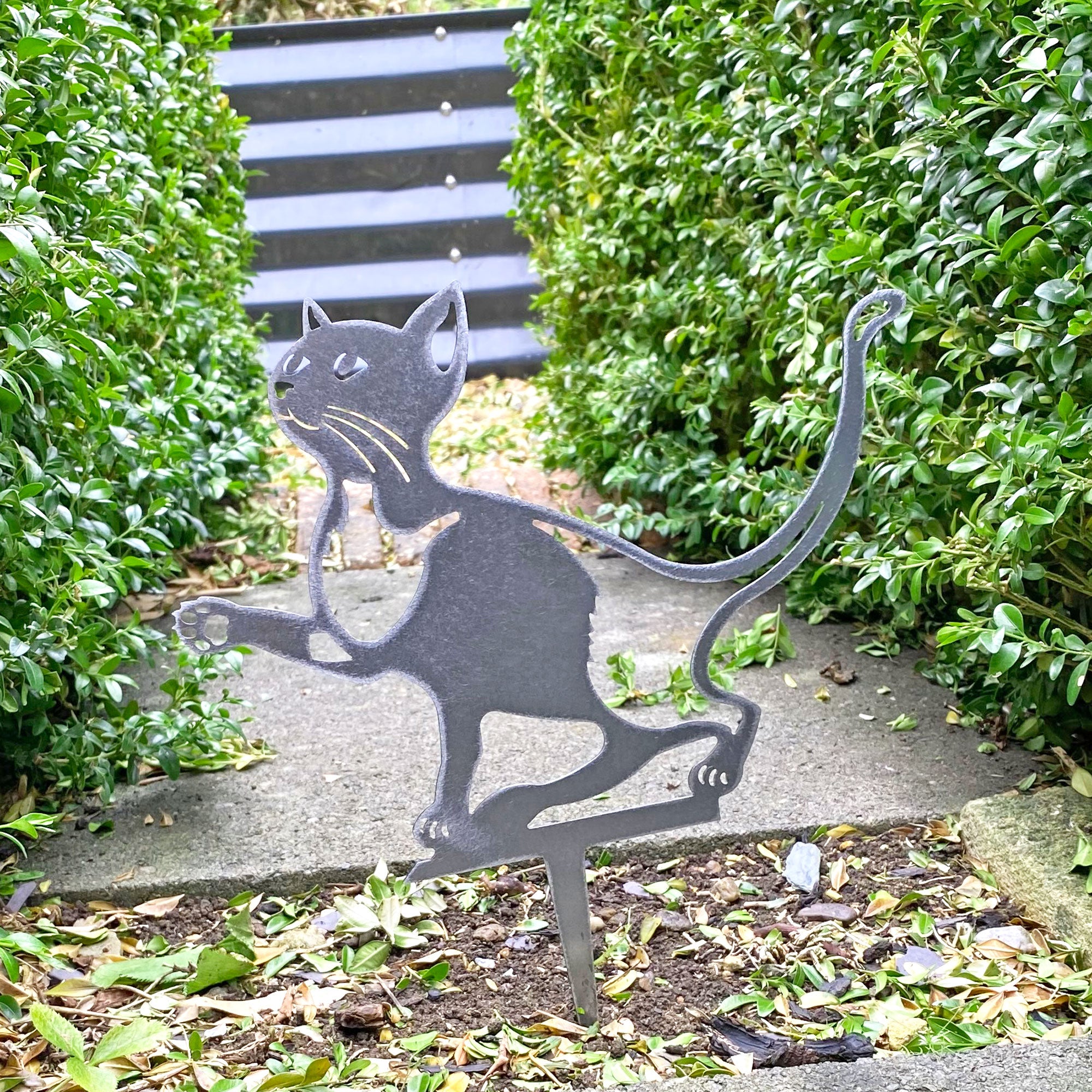 Steel Cat Silhouette Garden Stake Ornament 30cm