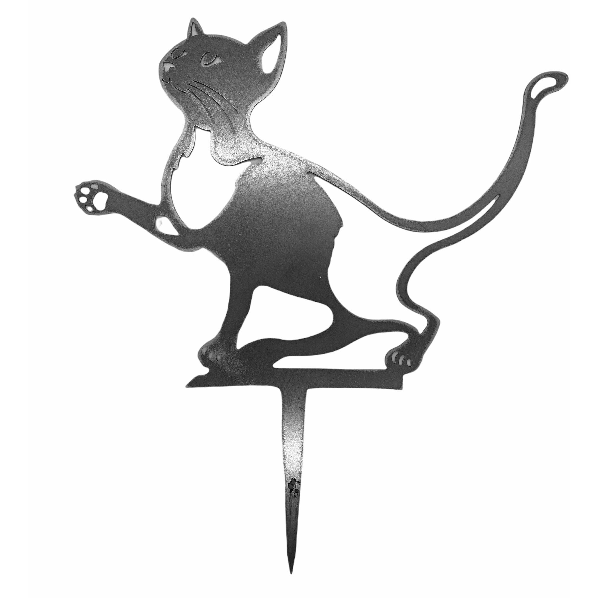 Steel Cat Silhouette Garden Stake Ornament 30cm