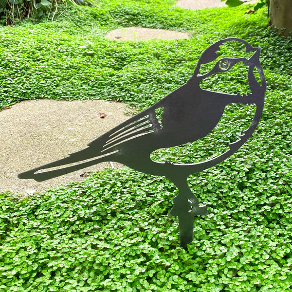 Steel Blue Tit Bird Silhouette Garden Stake Ornament