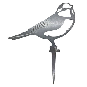 Steel Blue Tit Bird Silhouette Garden Stake Ornament