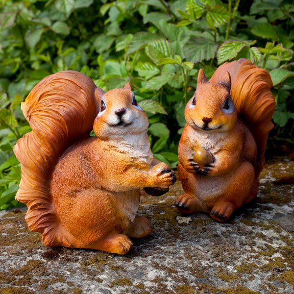 Pair of Realistic Red Squirrel Garden Animal Ornaments