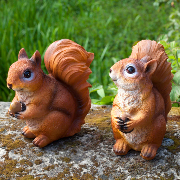 Pair of Realistic Red Squirrel Garden Animal Ornaments