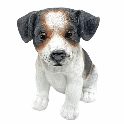 Black Sitting Jack Russell Puppy Garden Ornament