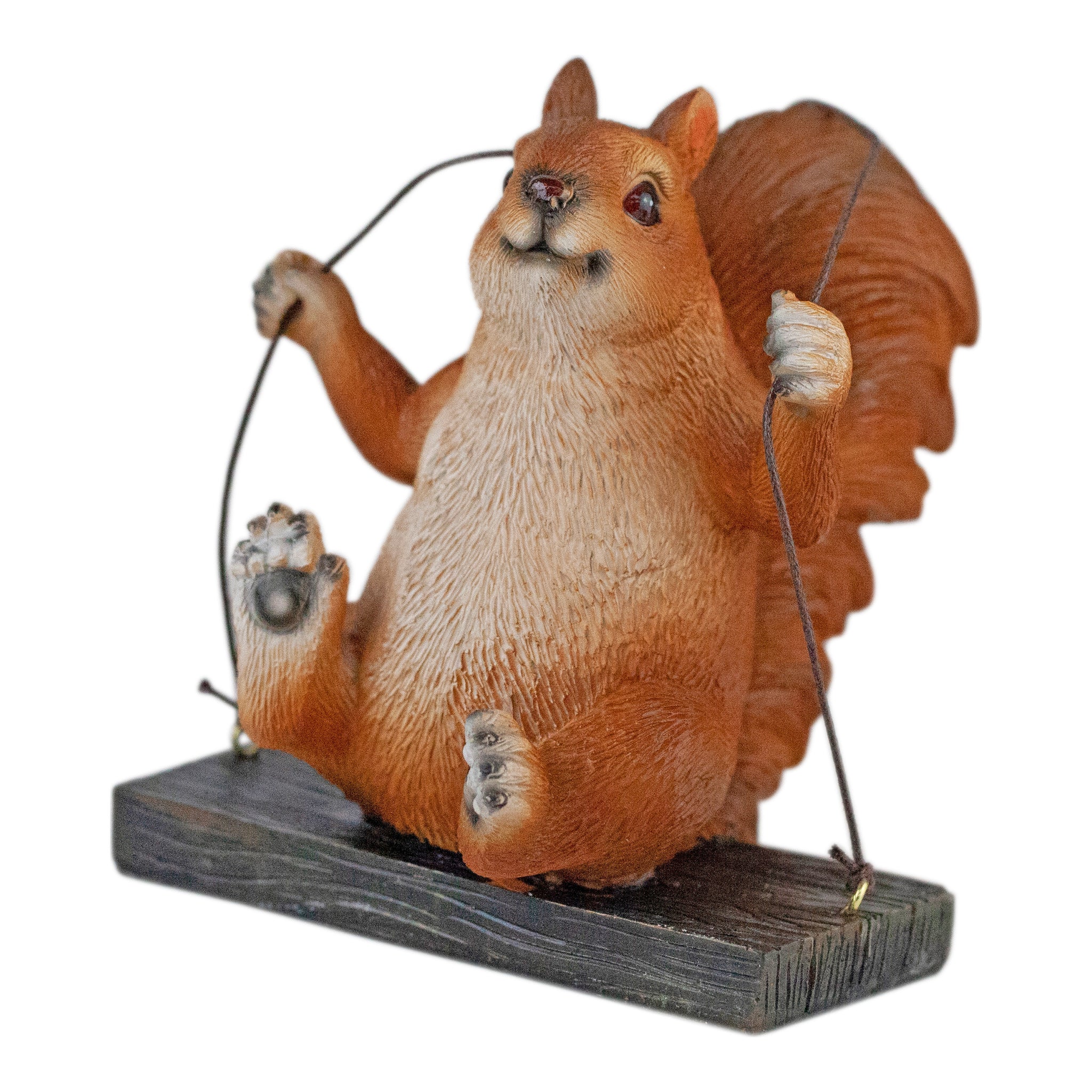 Hanging Garden Squirrel in a Swing Ornament