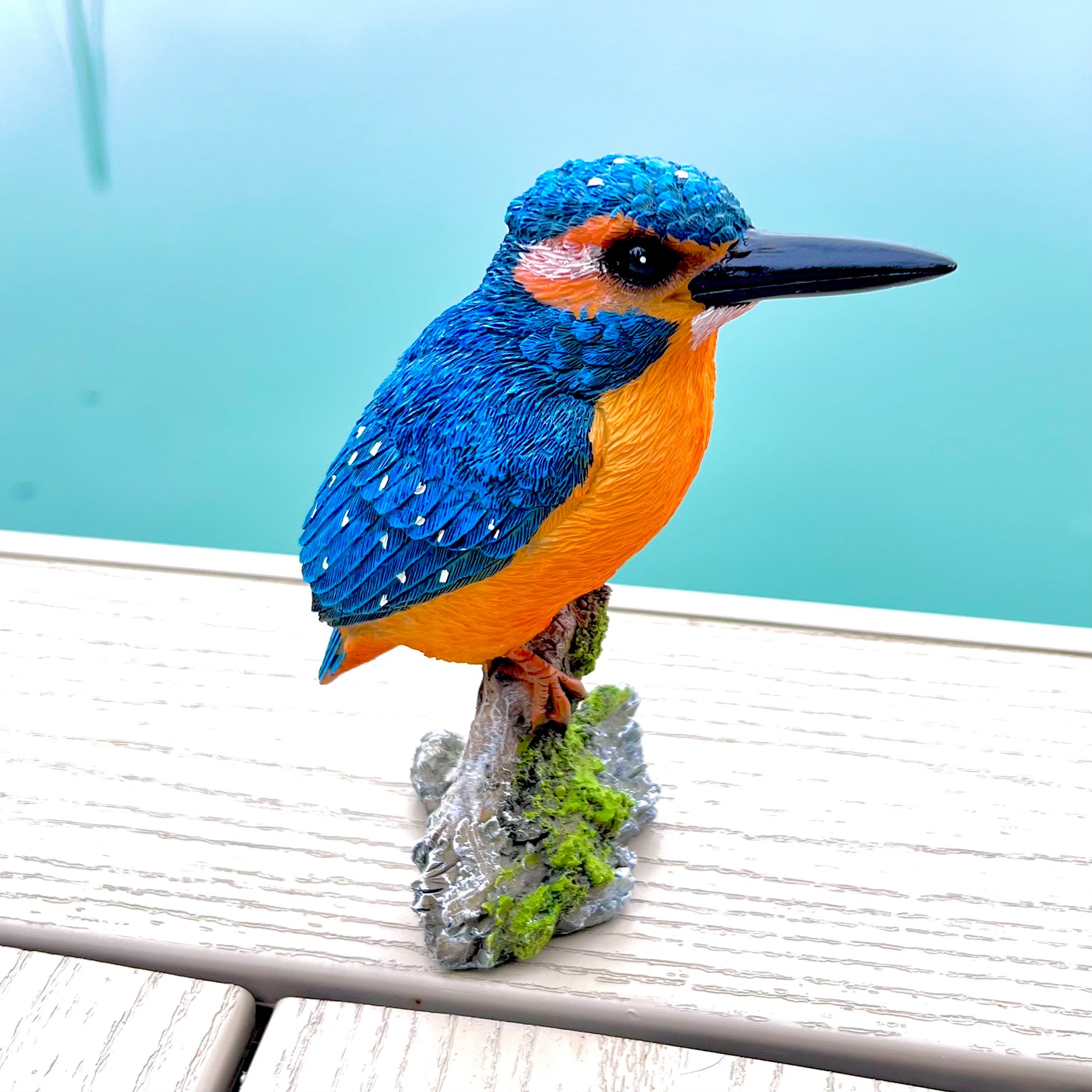 Kingfisher on Perch Garden Ornament
