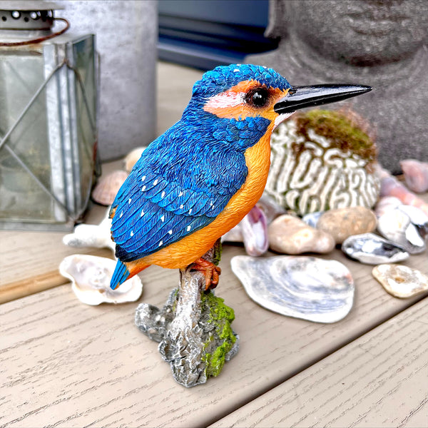 Kingfisher Garden Bird Ornament Perched on a Branch