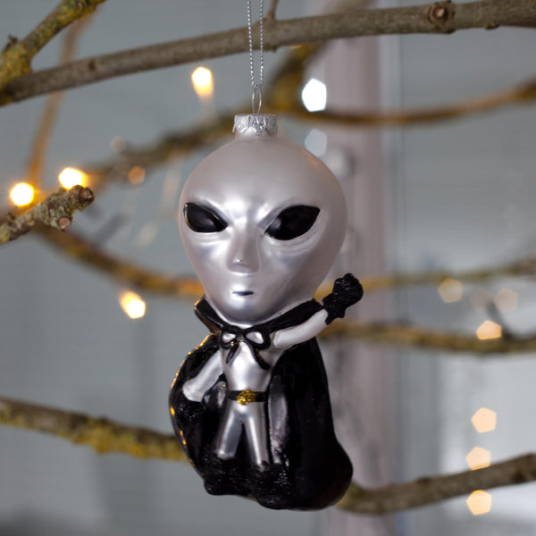 Zorg the Alien Glass Christmas Tree Bauble Decoration