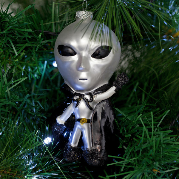 Zorg the Alien Glass Christmas Tree Bauble Decoration