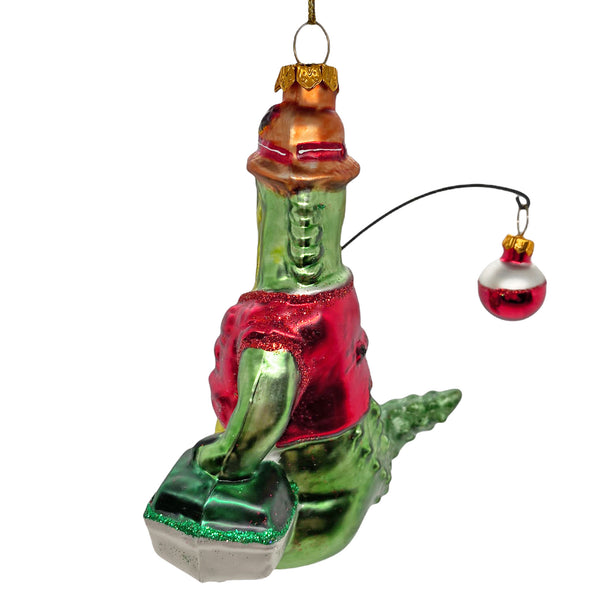 Fishing Alligator Christmas Tree Bauble