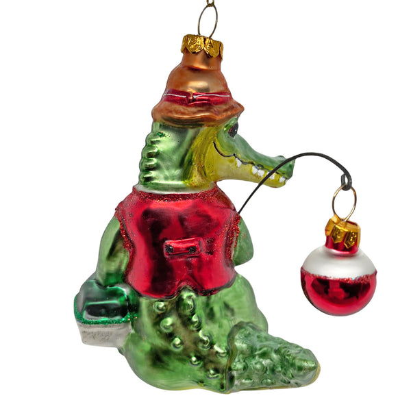 Fishing Alligator Christmas Tree Bauble