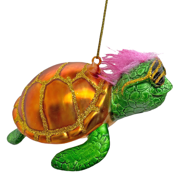 Green Turtle Glass Hanging Christmas Tree Bauble