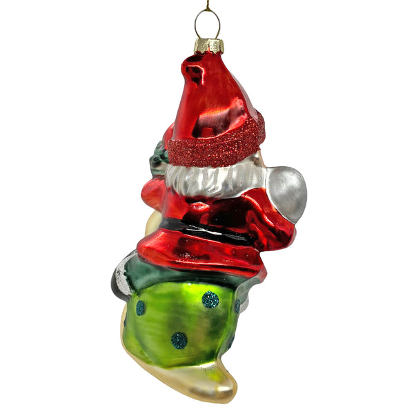 Garden Gnome on a Snail Christmas Tree Bauble