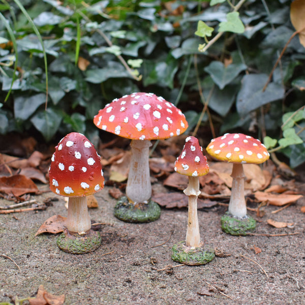 Set of 4 Garden Mushroom Ornaments