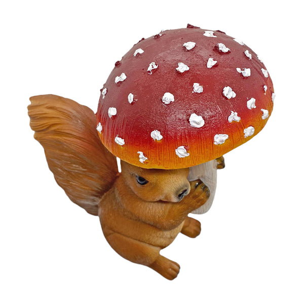 Squirrel with Mushroom Garden Ornament