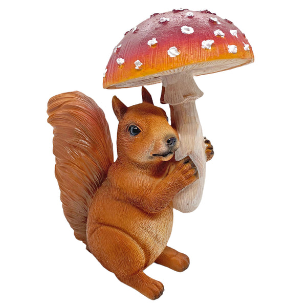 Squirrel with Mushroom Garden Ornament