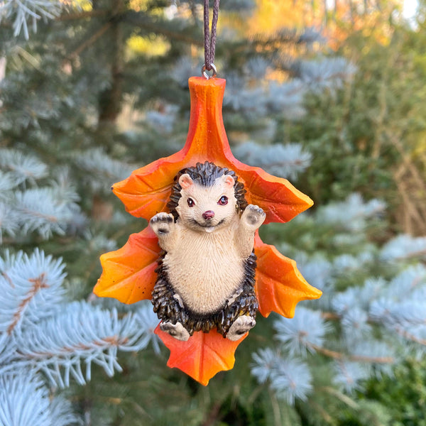 Autumnal Hedgehog Leaf Christmas Tree Decoration