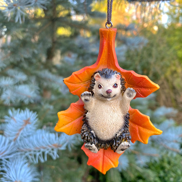 Autumnal Hedgehog Leaf Christmas Tree Decoration