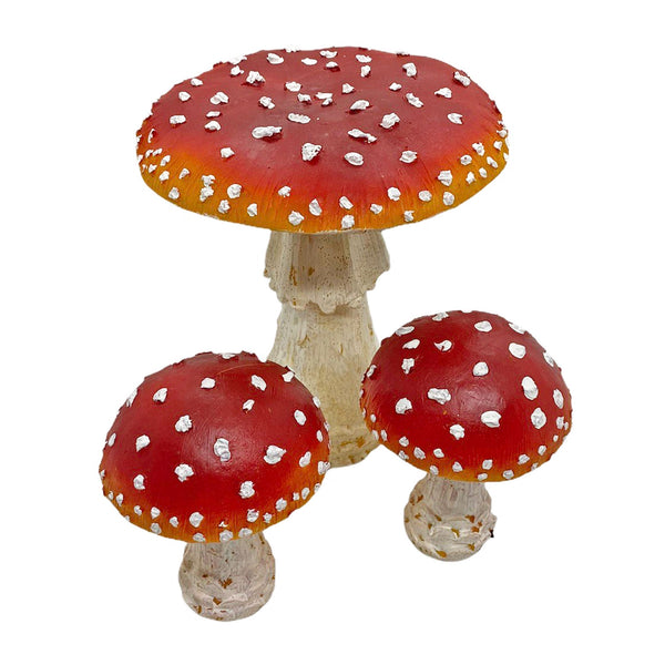 Trio of Garden Mushroom Ornaments