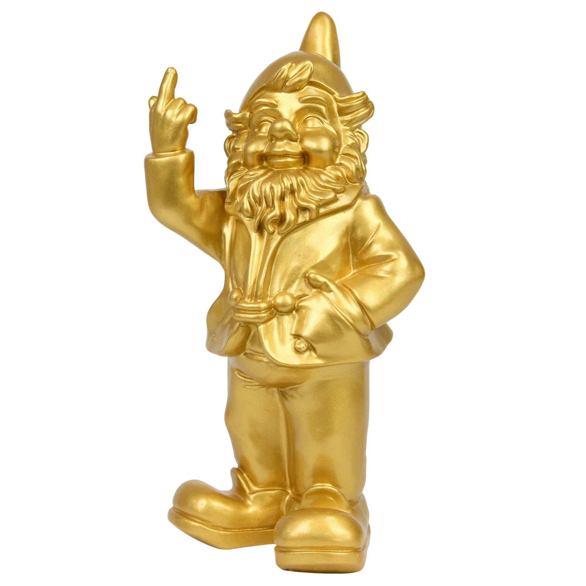 30cm F**k You Naughty Middle Finger Gold Gnome Ornament