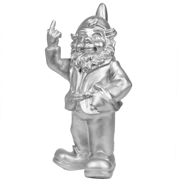 Silver Fuck You Naughty Rude Garden Gnome