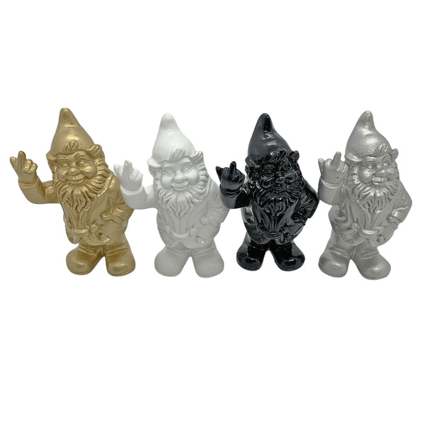 Gold, Silver, Black & White Middle Finger Gnomes